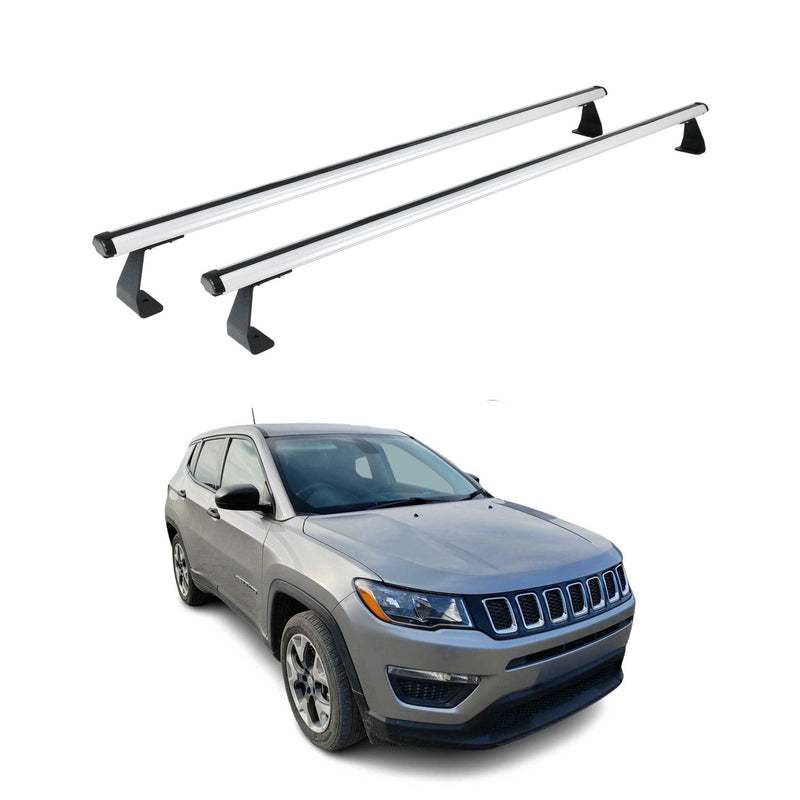 Barres de toit transversales pour Jeep Compass 2018-2025 Aluminium Gris