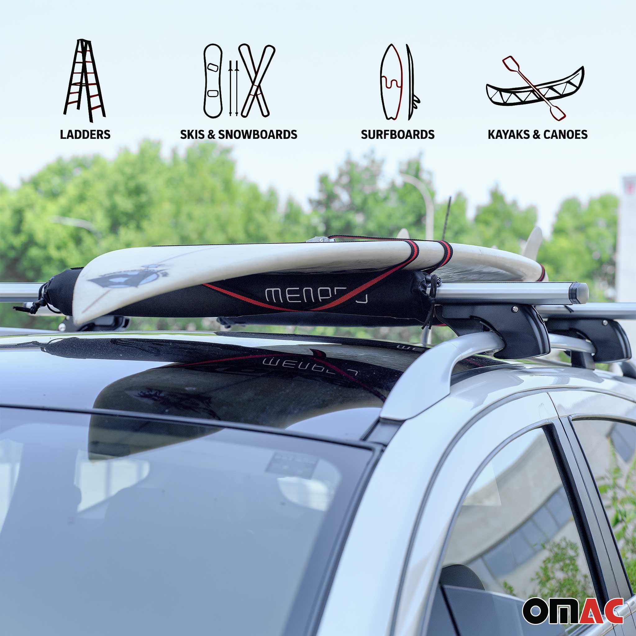 Menabo Portage Nautique Planche À Voile Surf Noir