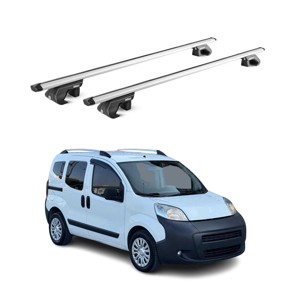 Barres de toit transversales ABE pour Peugeot Bipper 2007-2016 3-5 P Alu Gris 2x