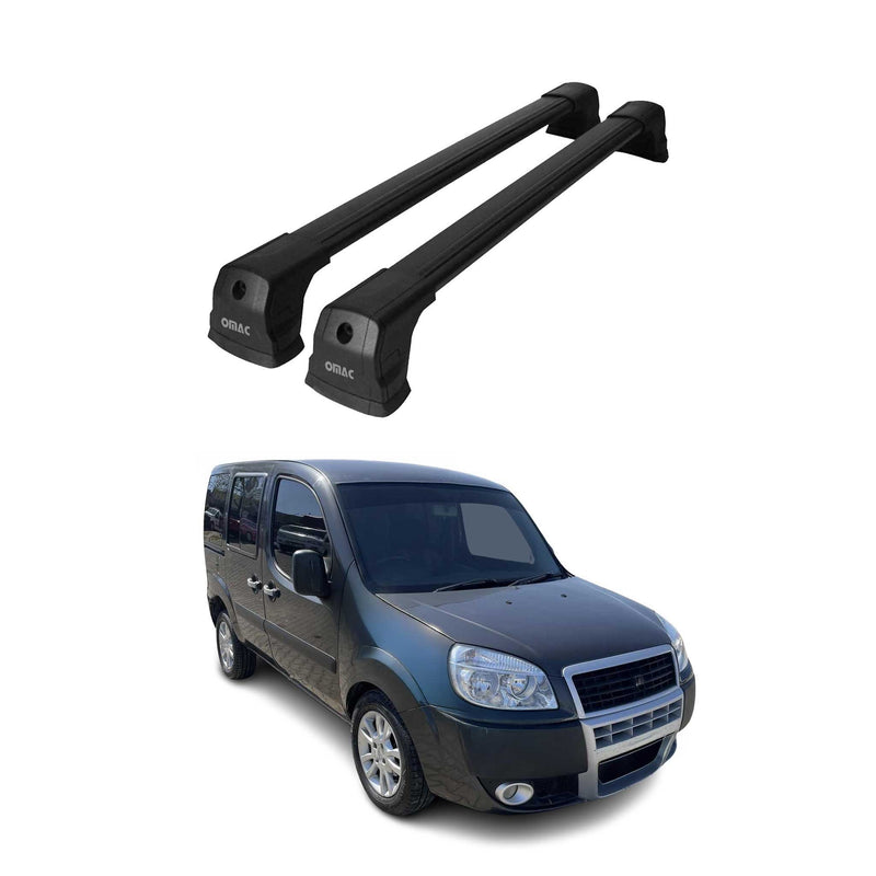 Barres de Toit Transversales pour Fiat Doblo Pre-FL VU 2000-2010 Aluminium Noir