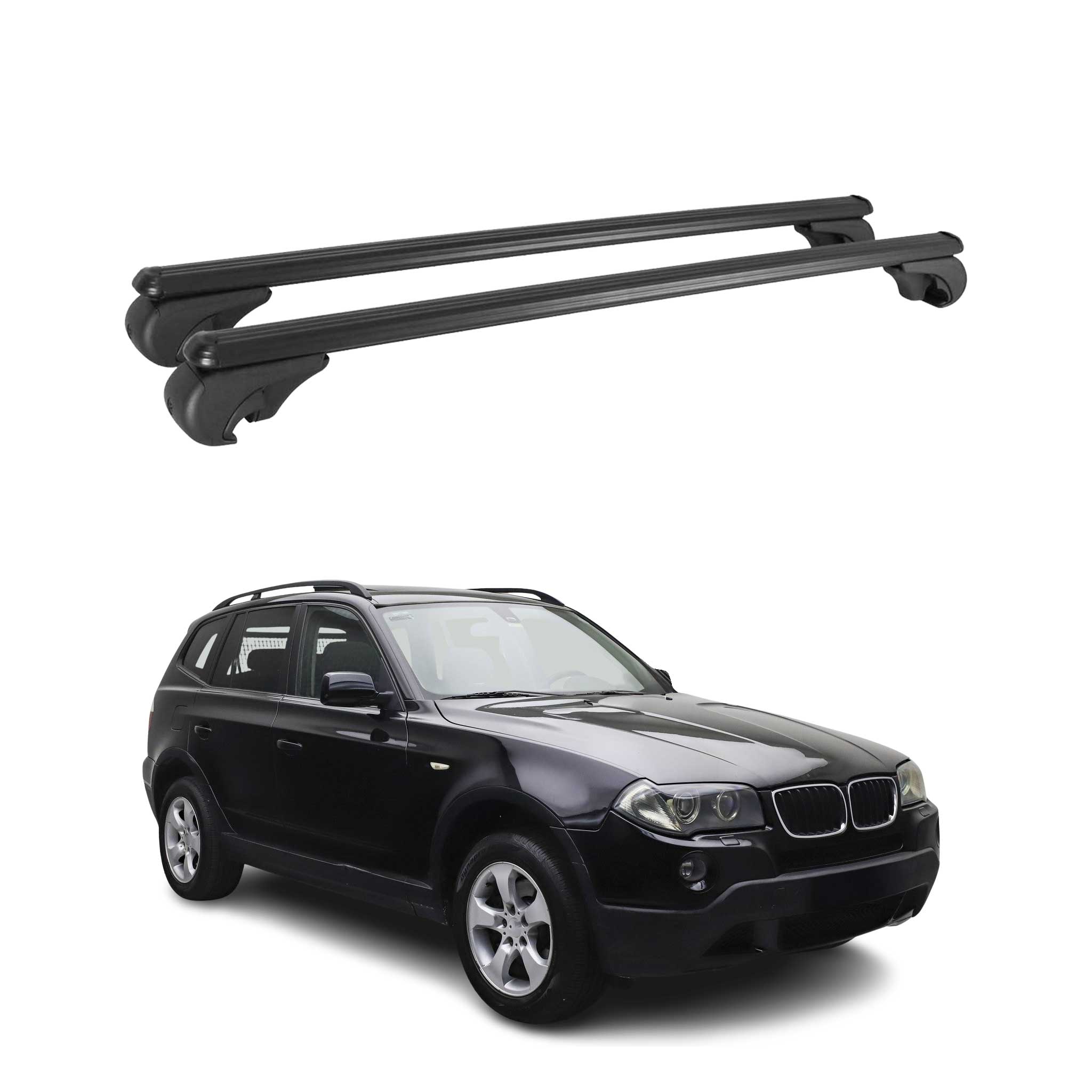 Barres de toit transversales pour BMW X3 E83 2003-2010 Aluminium Noir