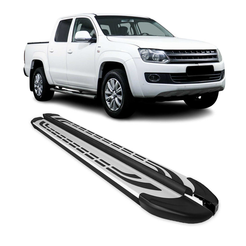 Marchepieds Latéraux pédale pour VW Amarok Double Cab 2010-2022 Alu Gris Noir 2x
