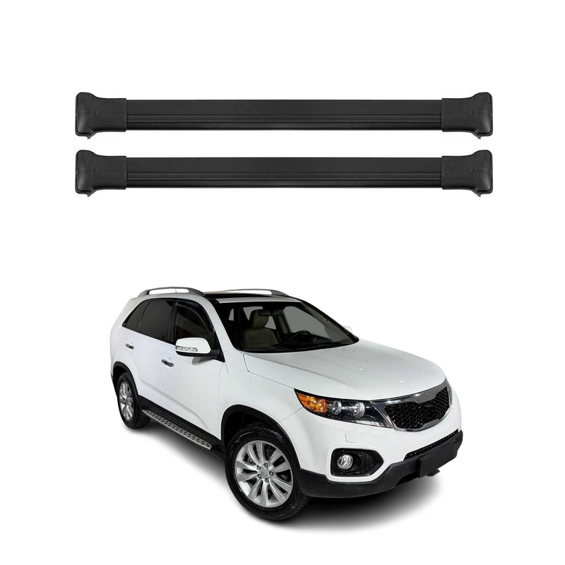 Barres de toit transversales pour Kia Sorento 2010-2013 Aluminium Noir