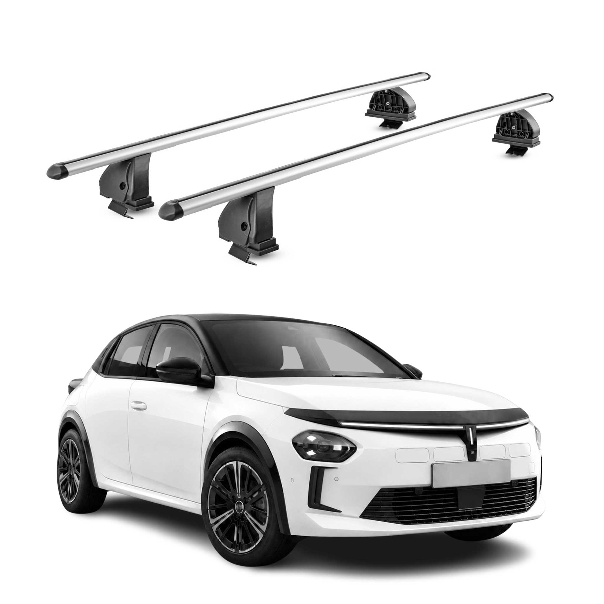 Barres de toit transversales Alu pour Lancia Ypsilon 2024-2026 TÜV 75 kg Gris 2x