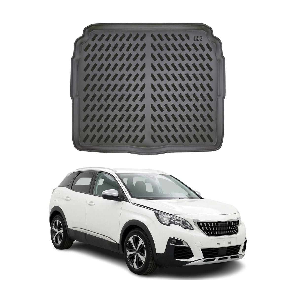 Tapis de coffre Inférieur pour Peugeot 3008 2016-2023 Noir 3D Caoutchouc TPE