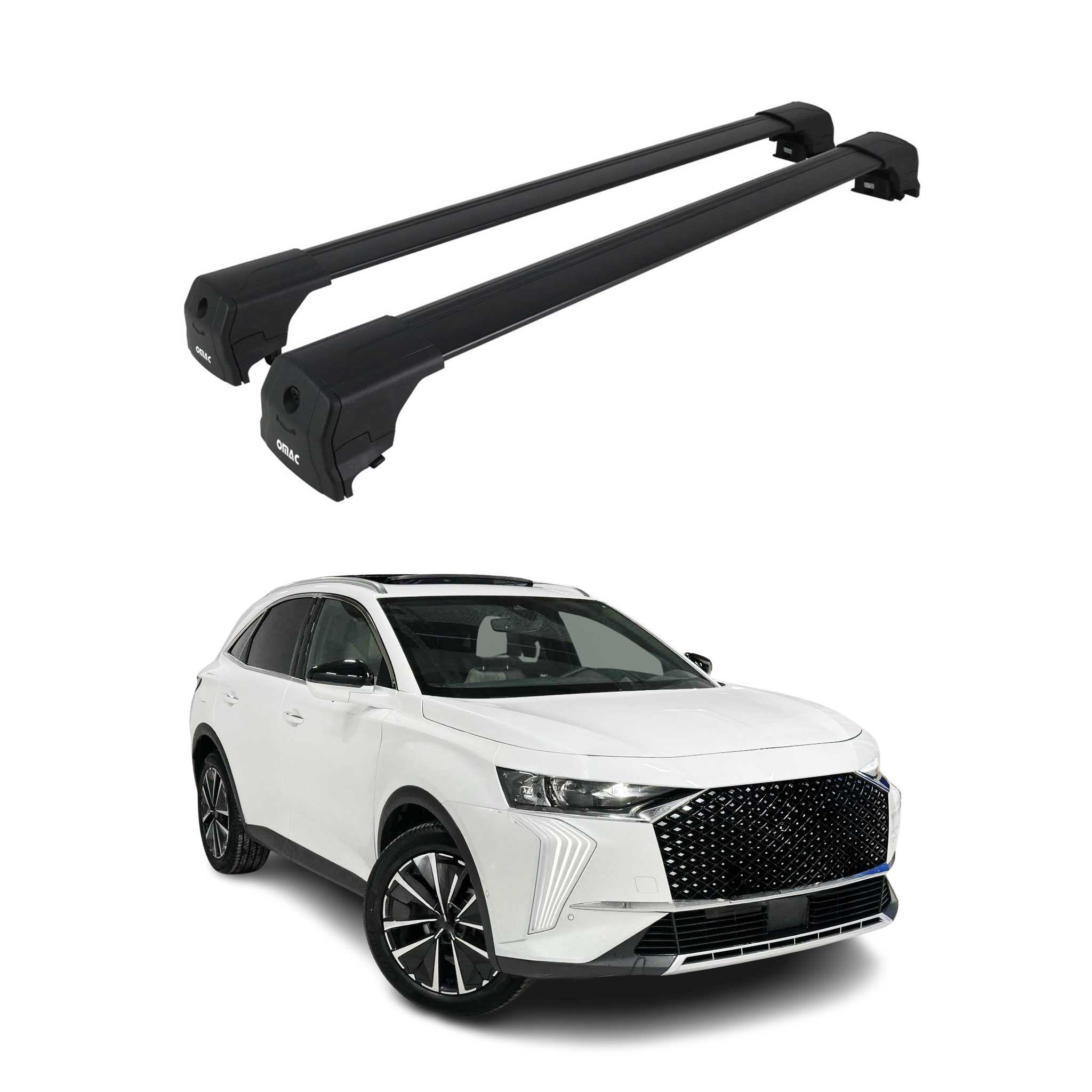 Barres De Toit Transversales pour DS 7 Crossback / DS 7 2017-2026 Alu Noir 2Pcs