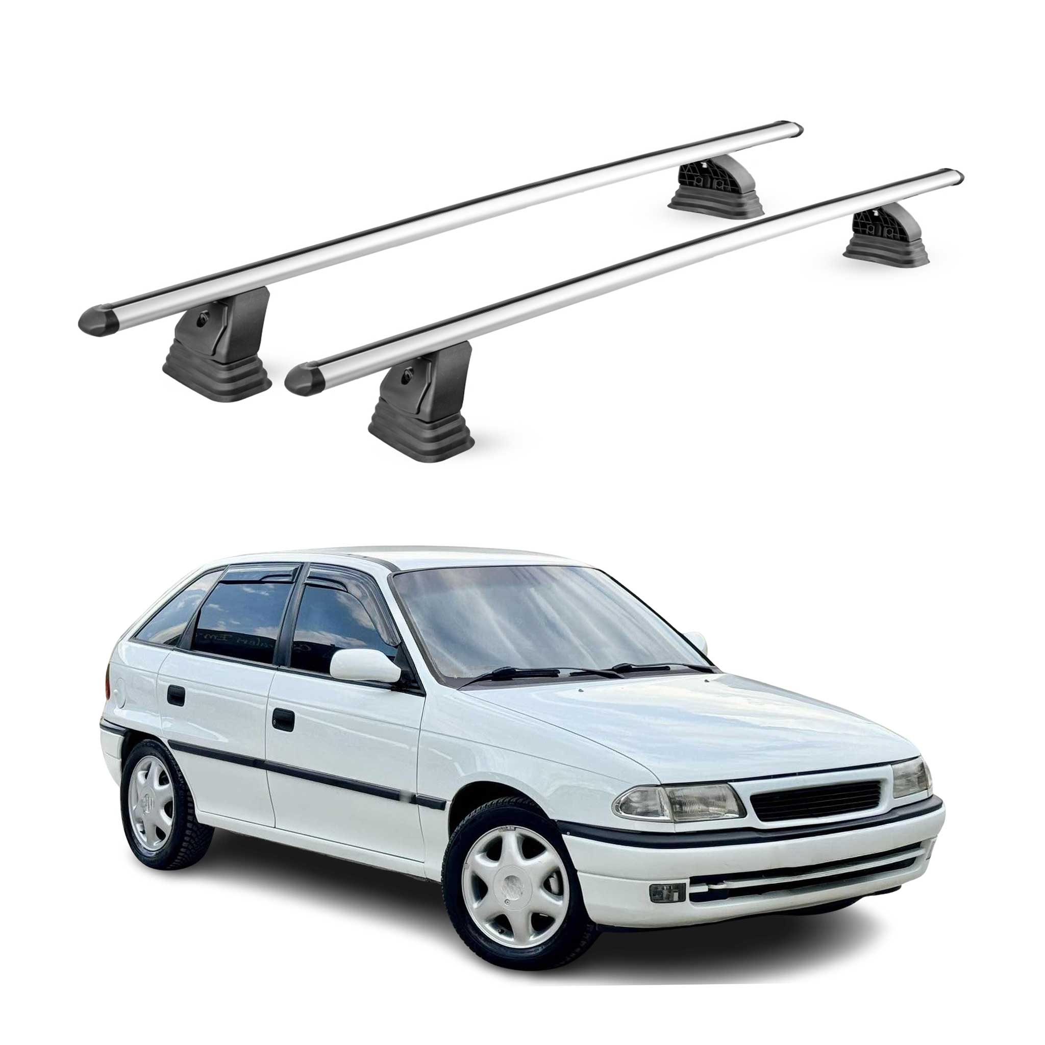 Barres de toit transversales Alu pour Opel Astra F HB Break 1991-1998 Gris 2Pcs