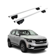 Barres de toit Transversales pour Kia Seltos 2020-2023 Fer Argent ABE
