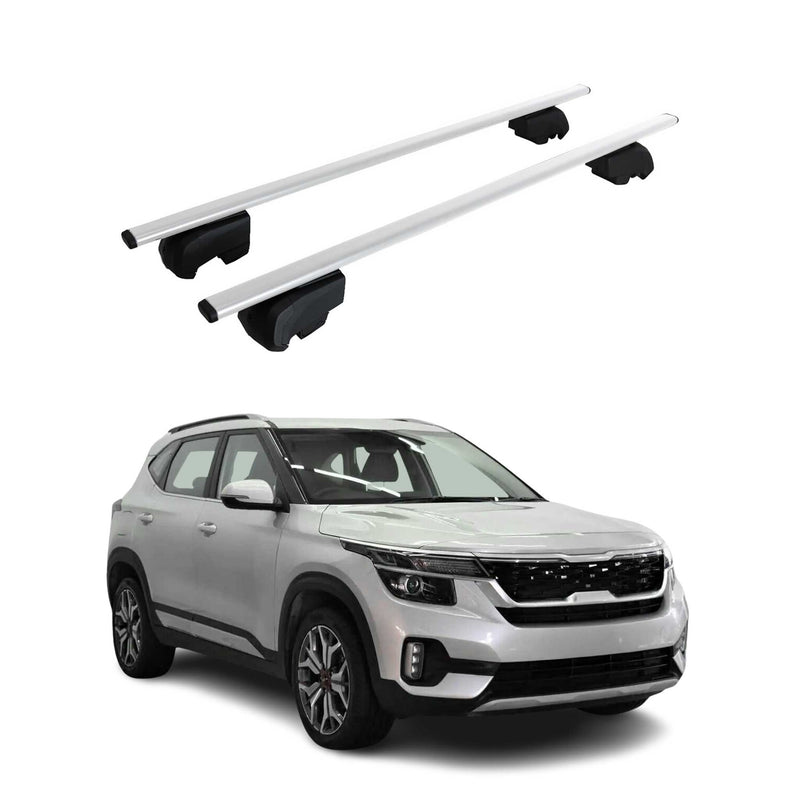 Barres de toit Transversales pour Kia Seltos 2020-2023 Fer Argent ABE