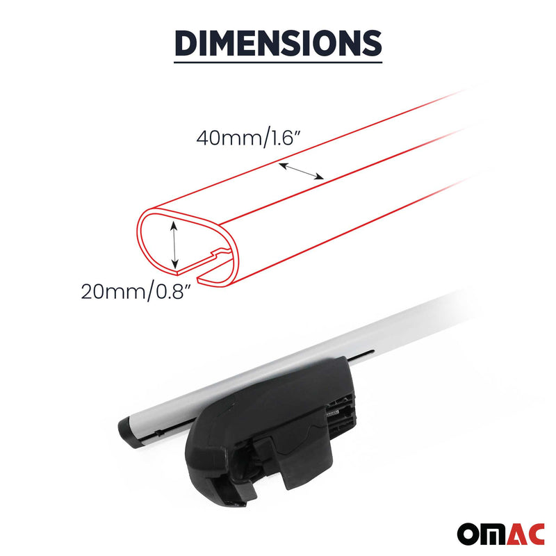 Barres de toit Transversales pour Opel Mokka 2012-2015 Fer Argent ABE