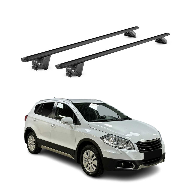 Barres de toit transversales pour Suzuki SX4 S-Cross JY 2014-22 Alu Noir 2x ABE