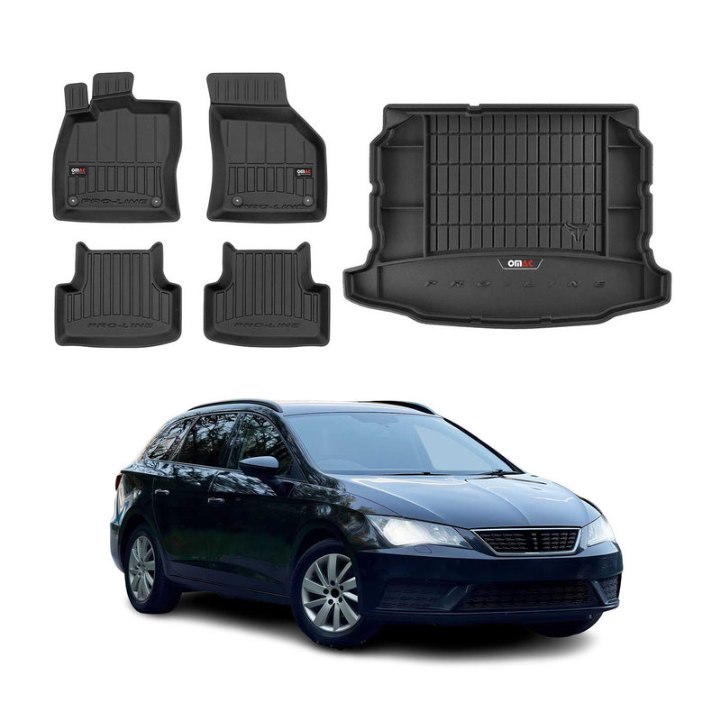 Kit Tapis de Sol et Coffre pour Seat Leon 2012-2020 TPE Noir