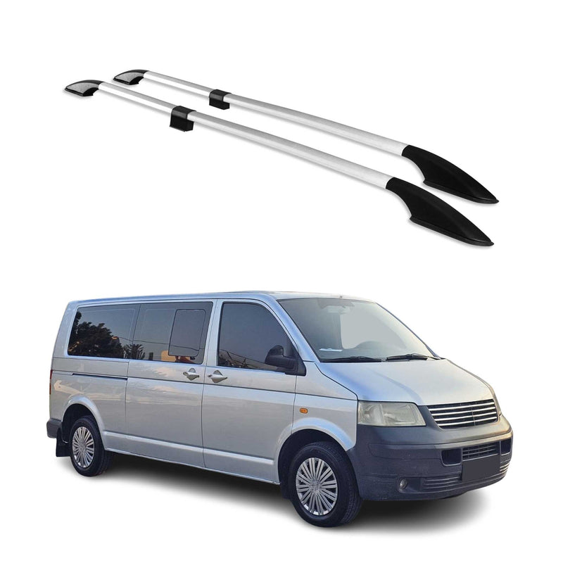 Barres de toit longitudinales pour VW T5 Multivan 2003-2015 L2 Long Alu Gris