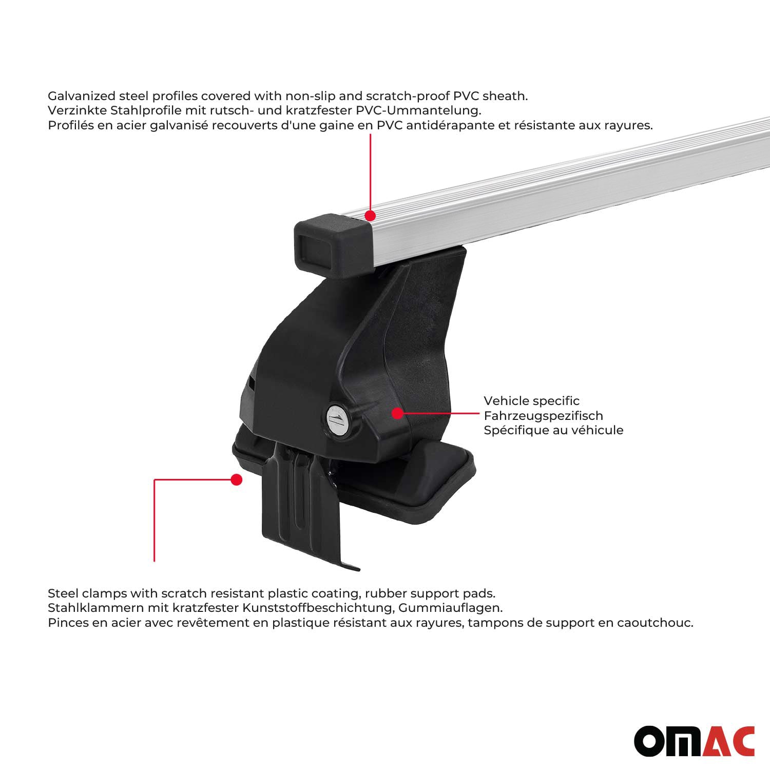Barres de toit transversales pour Chevrolet Volt 2010-2015 Acier Gris