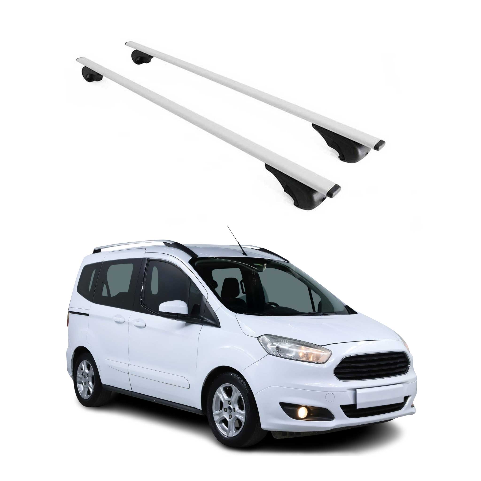 Barres de toit Transversales pour Ford Tourneo Courier 2014-2023 Fer Argent