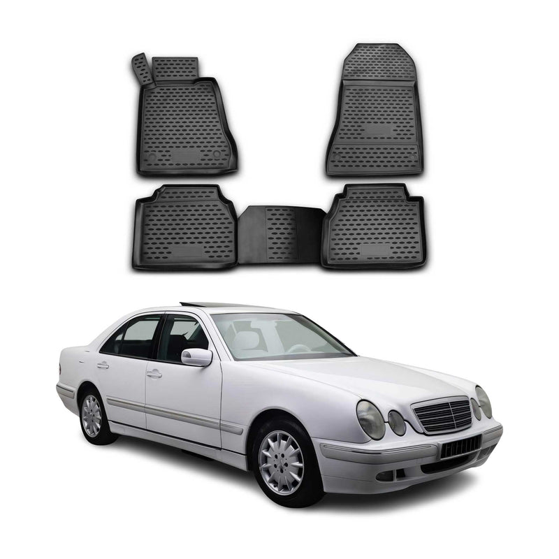 Tapis de sol pour Mercedes Classe E W210 1995-2002 en caoutchouc TPE 3D Noir 4x