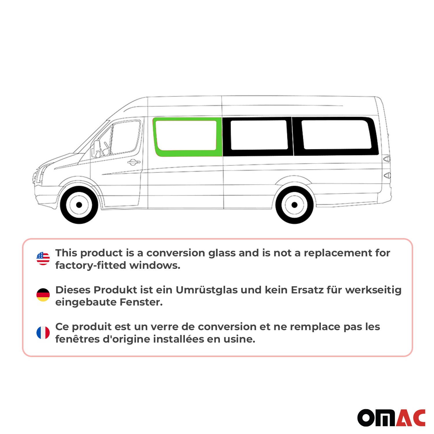 Vitre de Porte pour MAN TGE 2017-2026 L2 Avant Gauche Pas pour porte coulissante