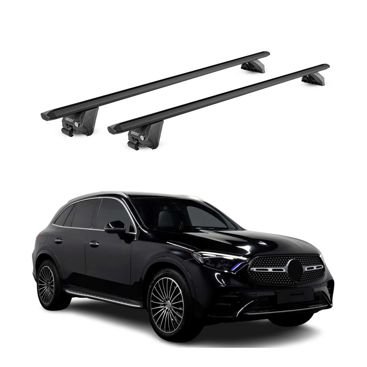 Barres de toit transversales pour Mercedes GLC X254 2022-2026 Noir 2 pièces ABE