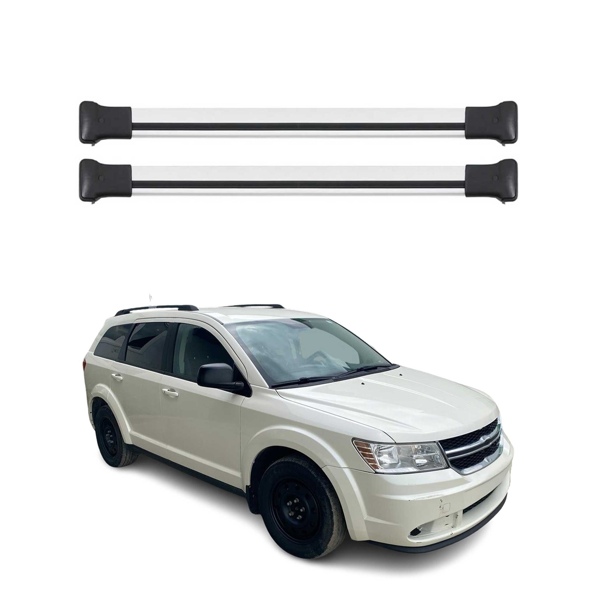 Barres de Toit Transversales pour Dodge Journey 2008-2021 2pcs Alu Gris