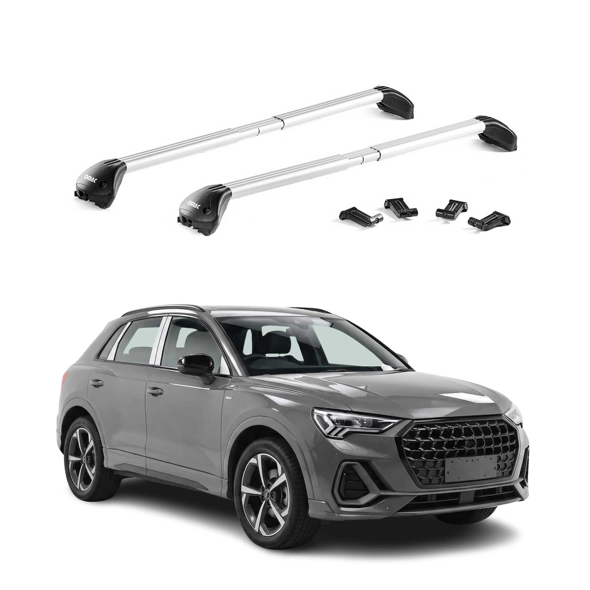 Barres de toit transversales pour Audi Q3 F3 2018-2025 Aluminium Gris 2x ABE