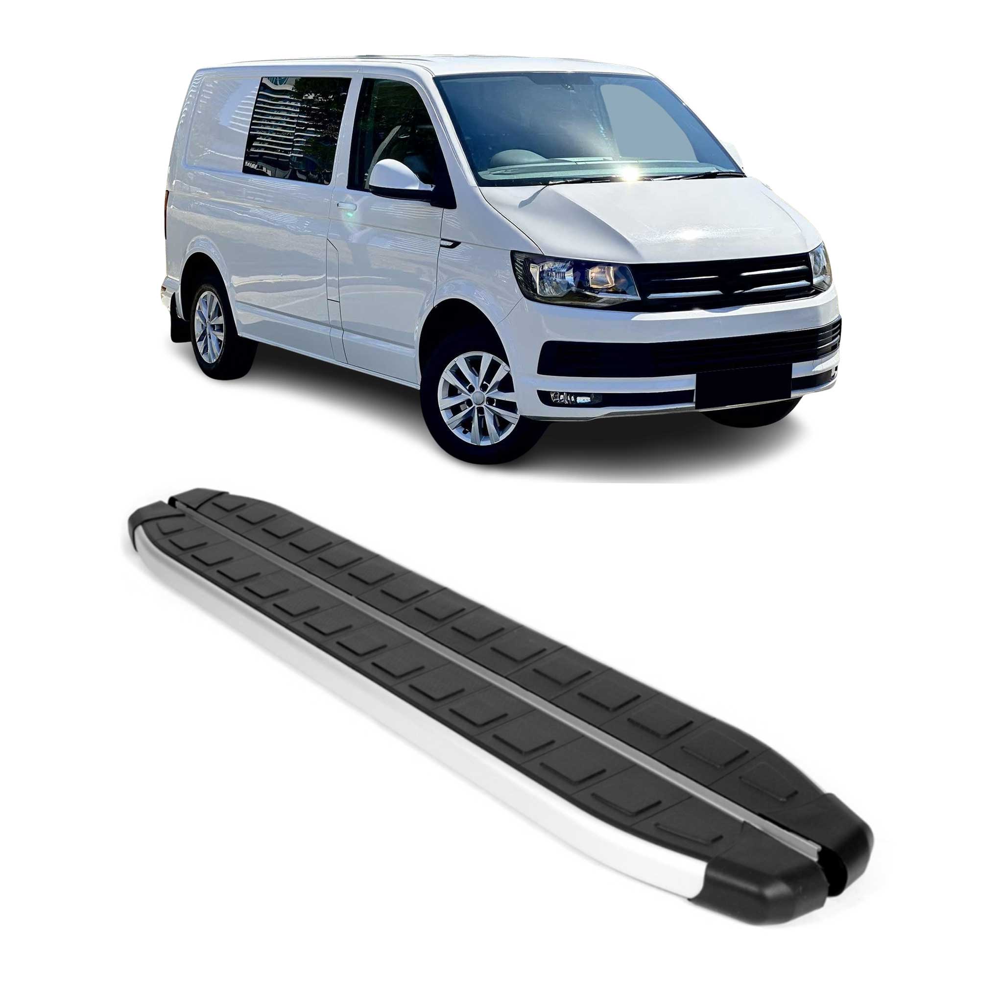 Marchepieds Latéraux pour VW T6 T6.1 Transporter 2015-2022 Noir Argent L1 Court