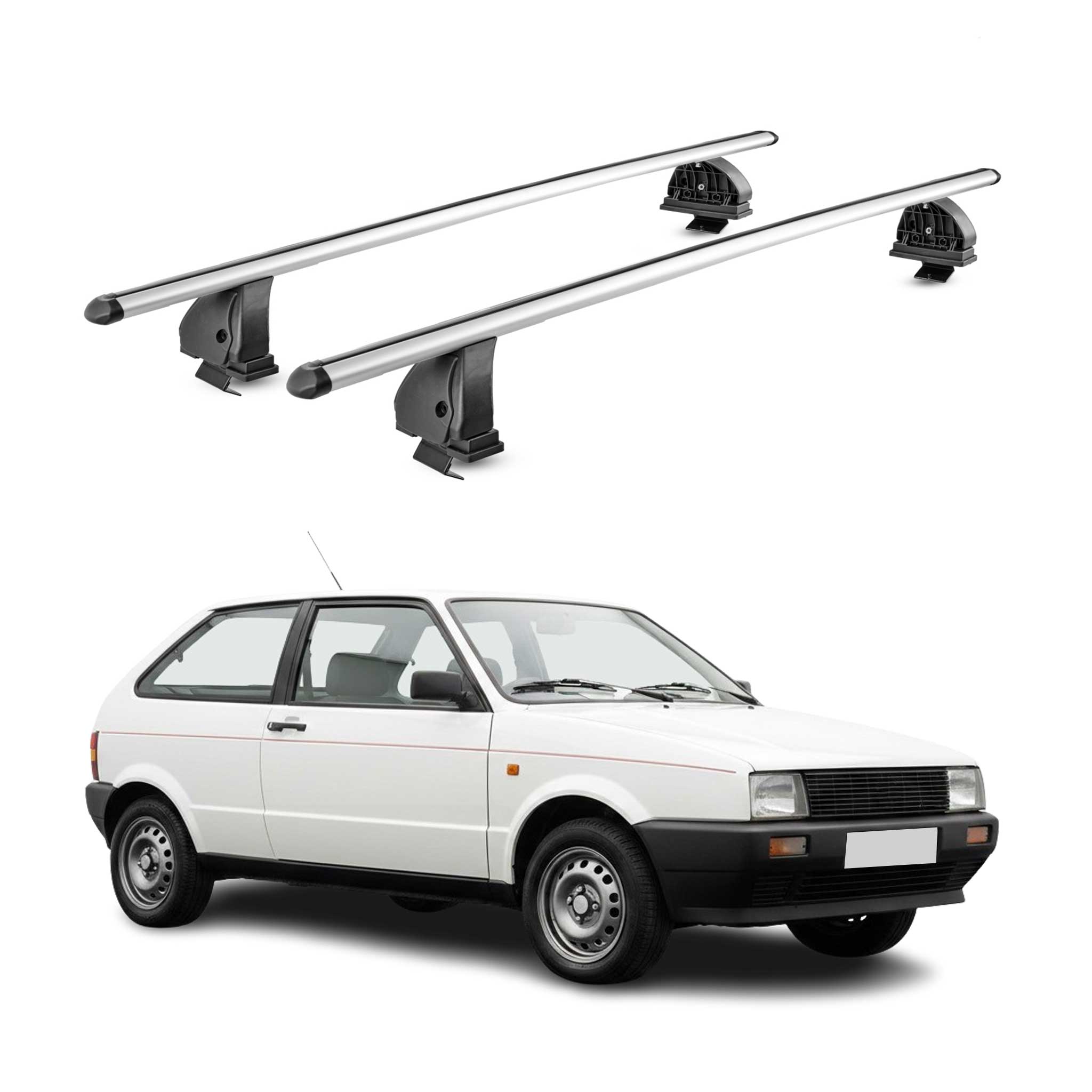 Barres de toit transversales Alu pour Seat Ibiza I 1984-1993 TÜV 75 kg Gris 2Pcs