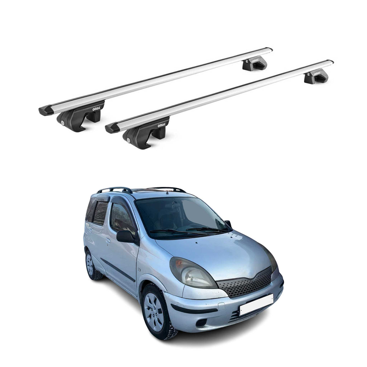 Barres de toit pour Toyota Yaris Verso XP20 1999-2005 Alu Gris Argenté 2x ABE