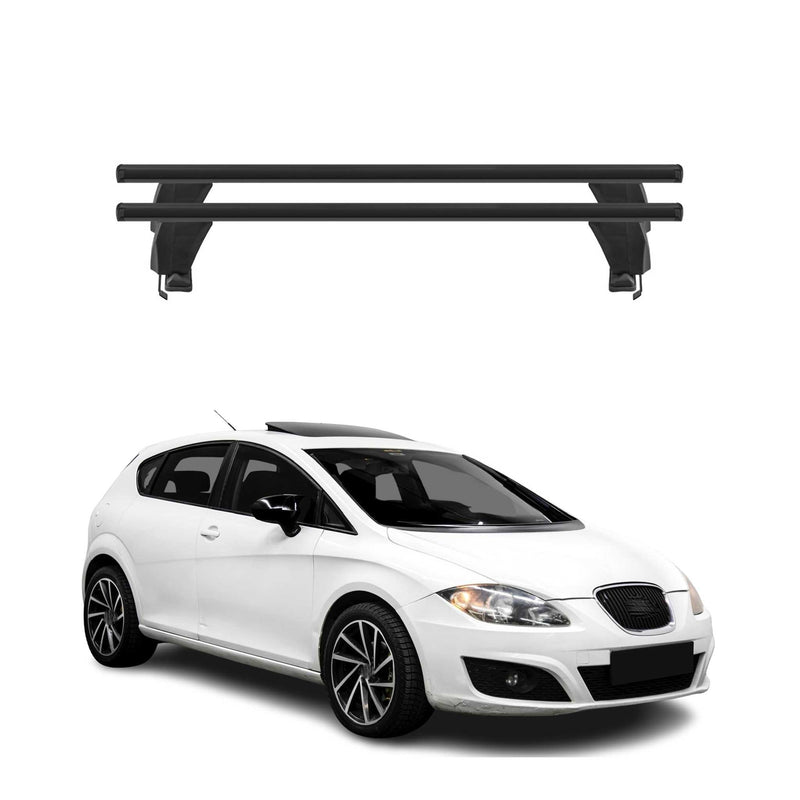 Menabo Barres de toit Transversales pour Seat Leon II 2009-2013 Noir ABE 2x
