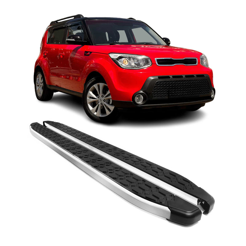 Marchepieds Latéraux pédale pour Kia Soul 2014-2019 Gris Noir Aluminium 2Pcs