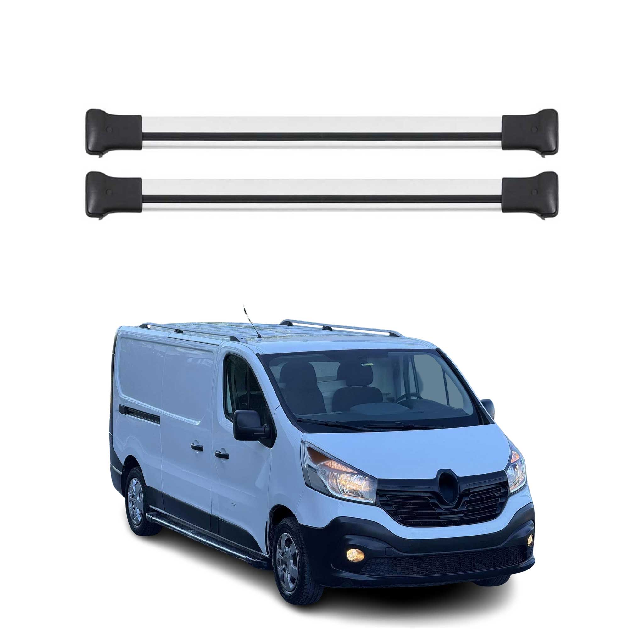 OMAC Barres de toit en aluminium pour Renault Trafic III 2014-2026 Gris 2Pcs TÜV