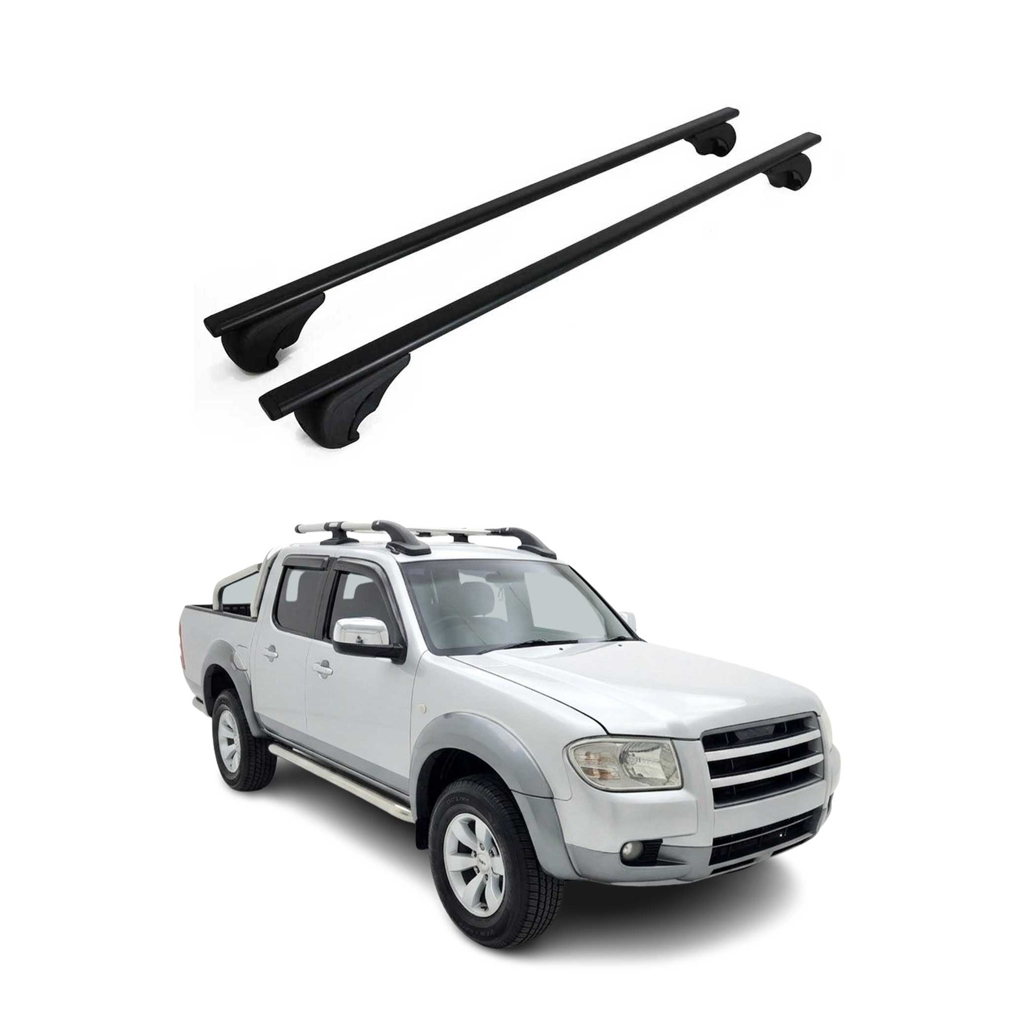 Barres de toit Transversales pour Ford Ranger II 2006-2011 Fer Noir 2Pcs