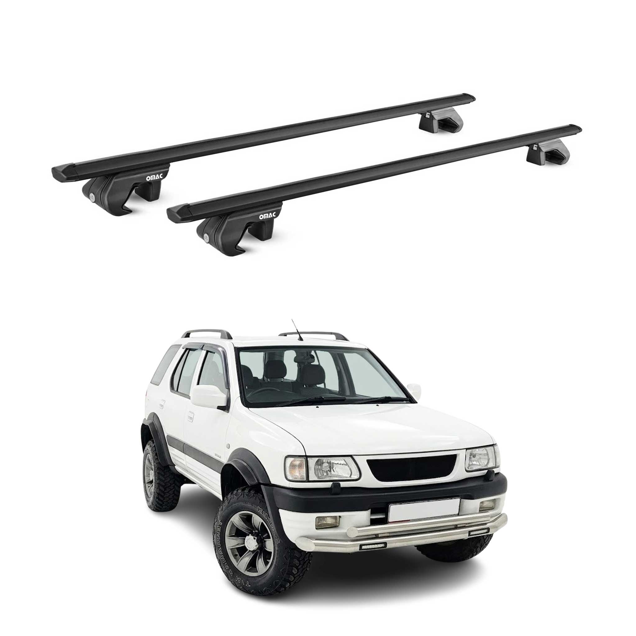 Barres de toit transversales ABE pour Opel Frontera 1991-2004 Aluminium Noir 2x