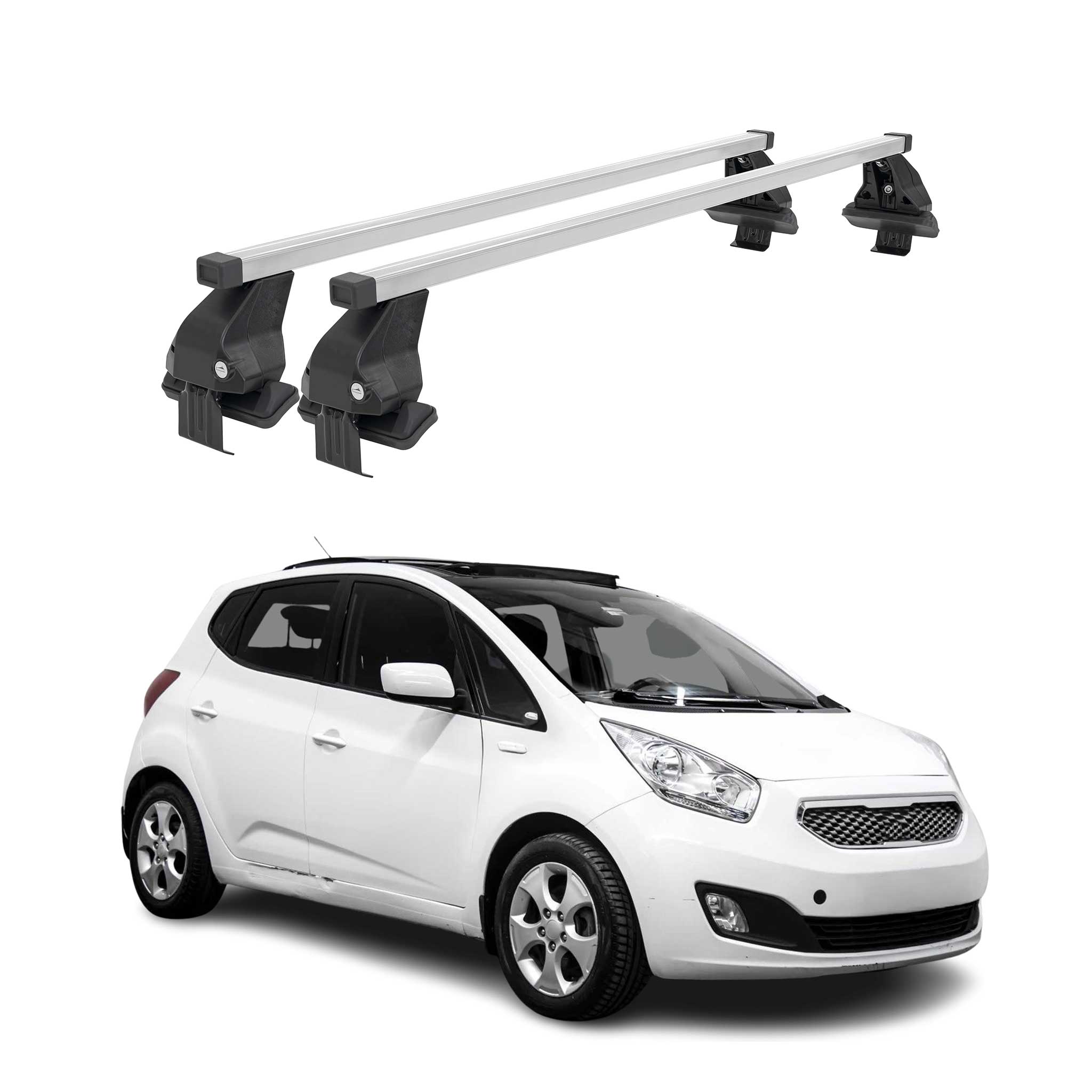 Barres de toit transversales pour Kia Venga 2010-2014 Acier Gris
