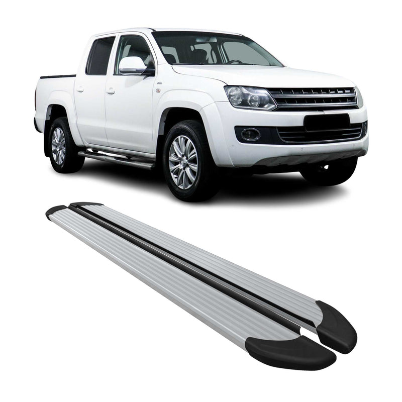 Marchepieds Latéraux pédale pour VW Amarok Double Cab  2010-2022 Alu Argent 2Pcs
