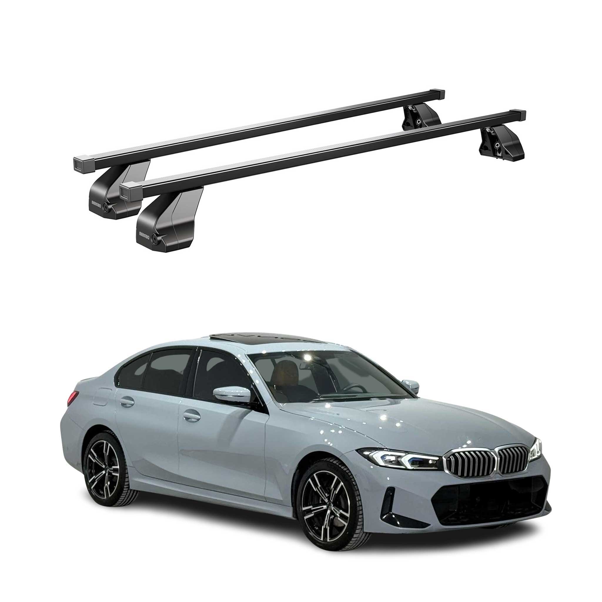 Barres transversales Menabo pour BMW Série 3 G20 G80 2019-2024 inox Noir