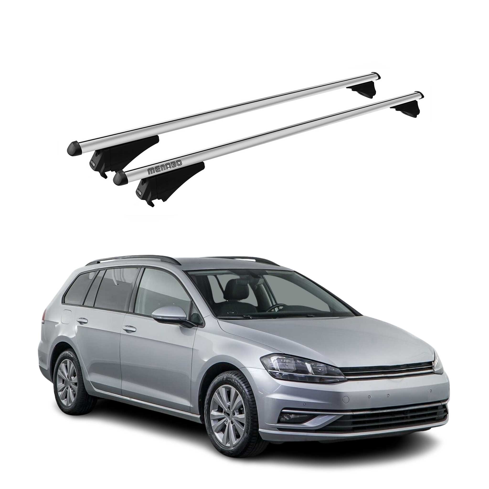 Tiger Barres De Toit Transversales pour VW Golf Break 2013-19 Aluminium Gris 2x