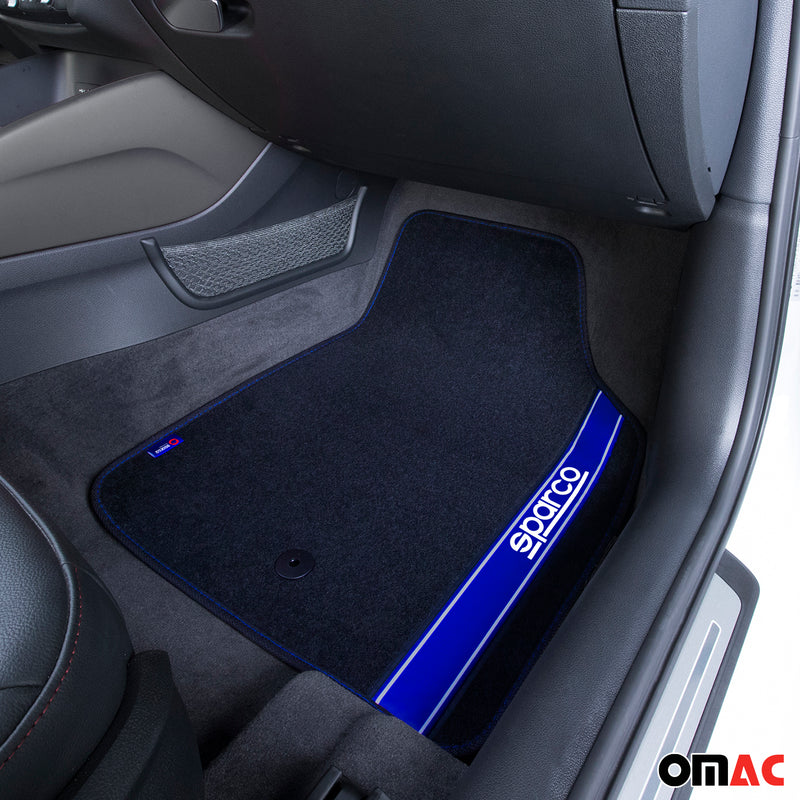 SPARCO tapis de sol tapis de voiture toutes saisons 4 pièces en noir et bleu