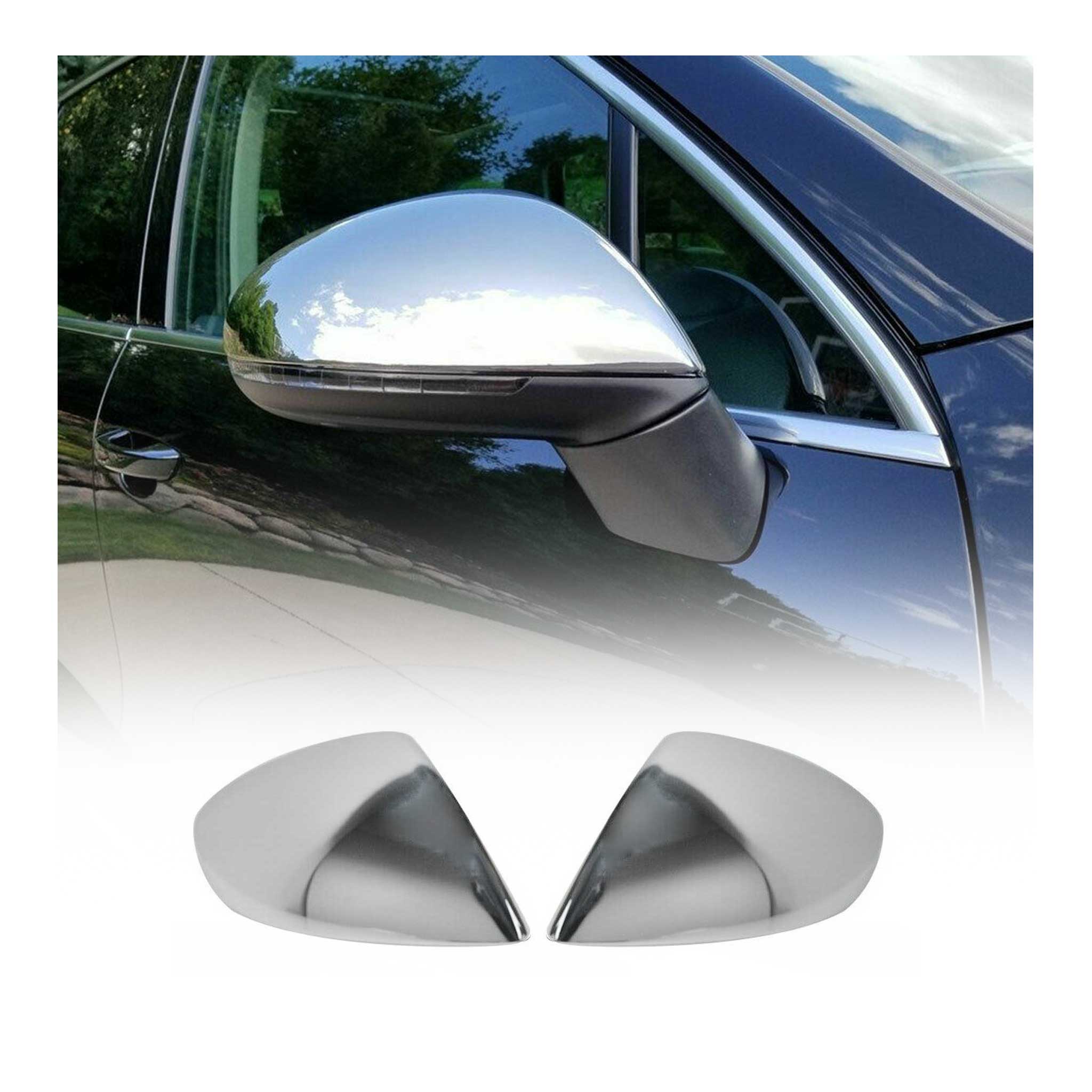 Coques de Rétroviseurs pour VW Touareg mk2 2010-2015 Pre-FL Acier Chromé Argent