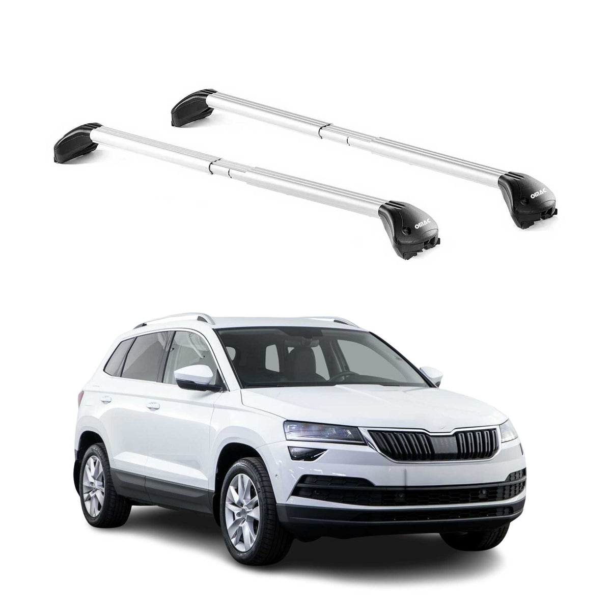 Barres de toit pour Skoda Karoq NU7 2017-2026 5P Gris Argenté 2 pièces ABE