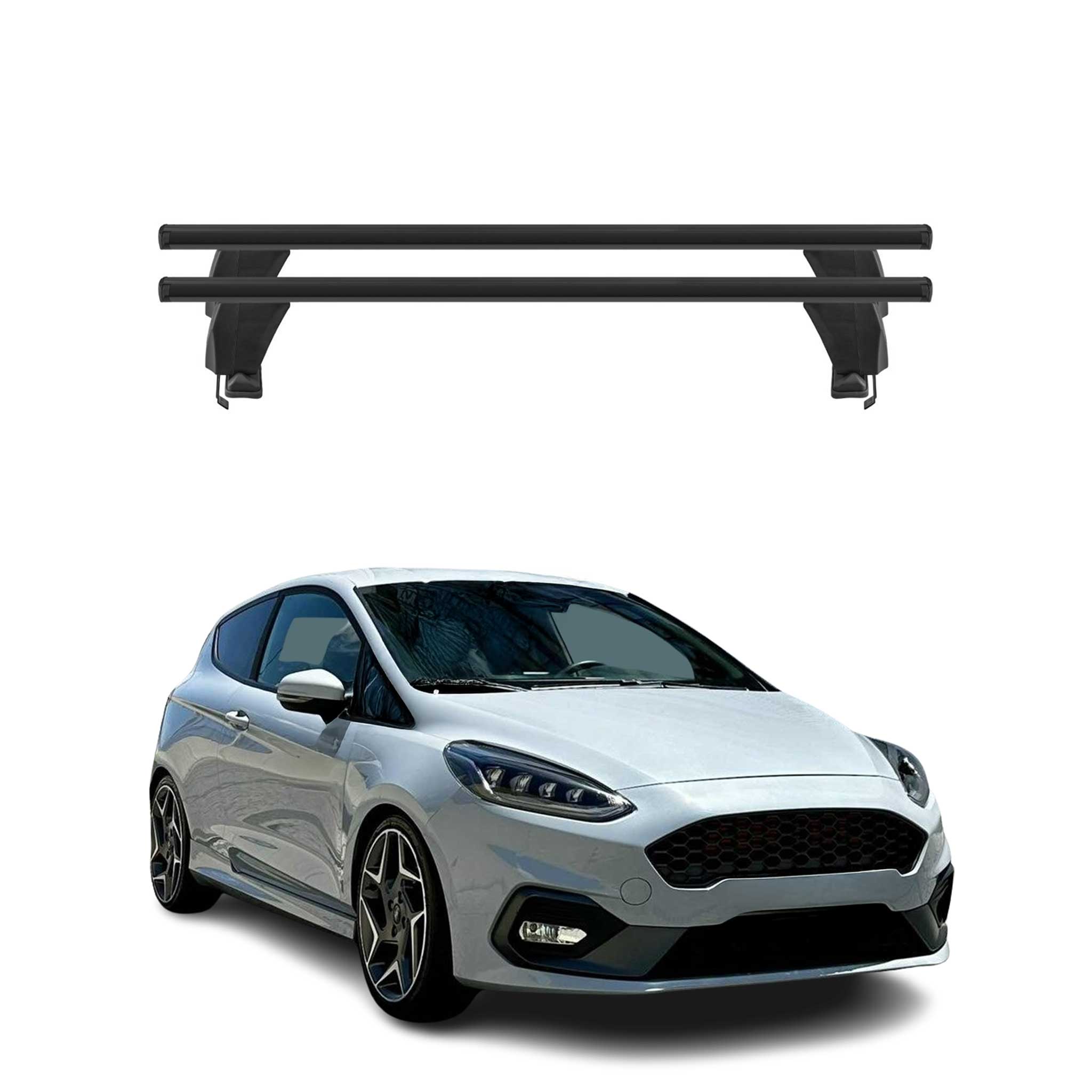 Menabo Barres de toit Transversales pour Ford Fiesta VII ST-Line 2018-2023 Noir