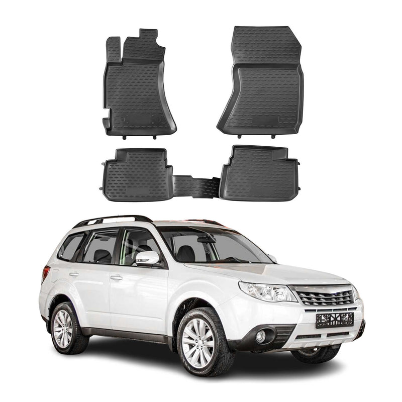 Tapis de sol pour Subaru Forester 2.5 XT 2008-2013 en caoutchouc TPE 3D Noir 4x