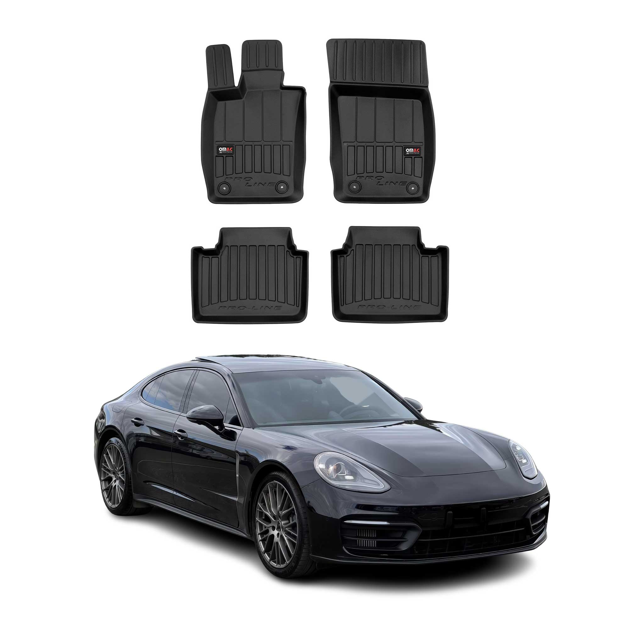OMAC Tapis de sol en caoutchouc pour Porsche Panamera 971 2017-2023 Noir Premium