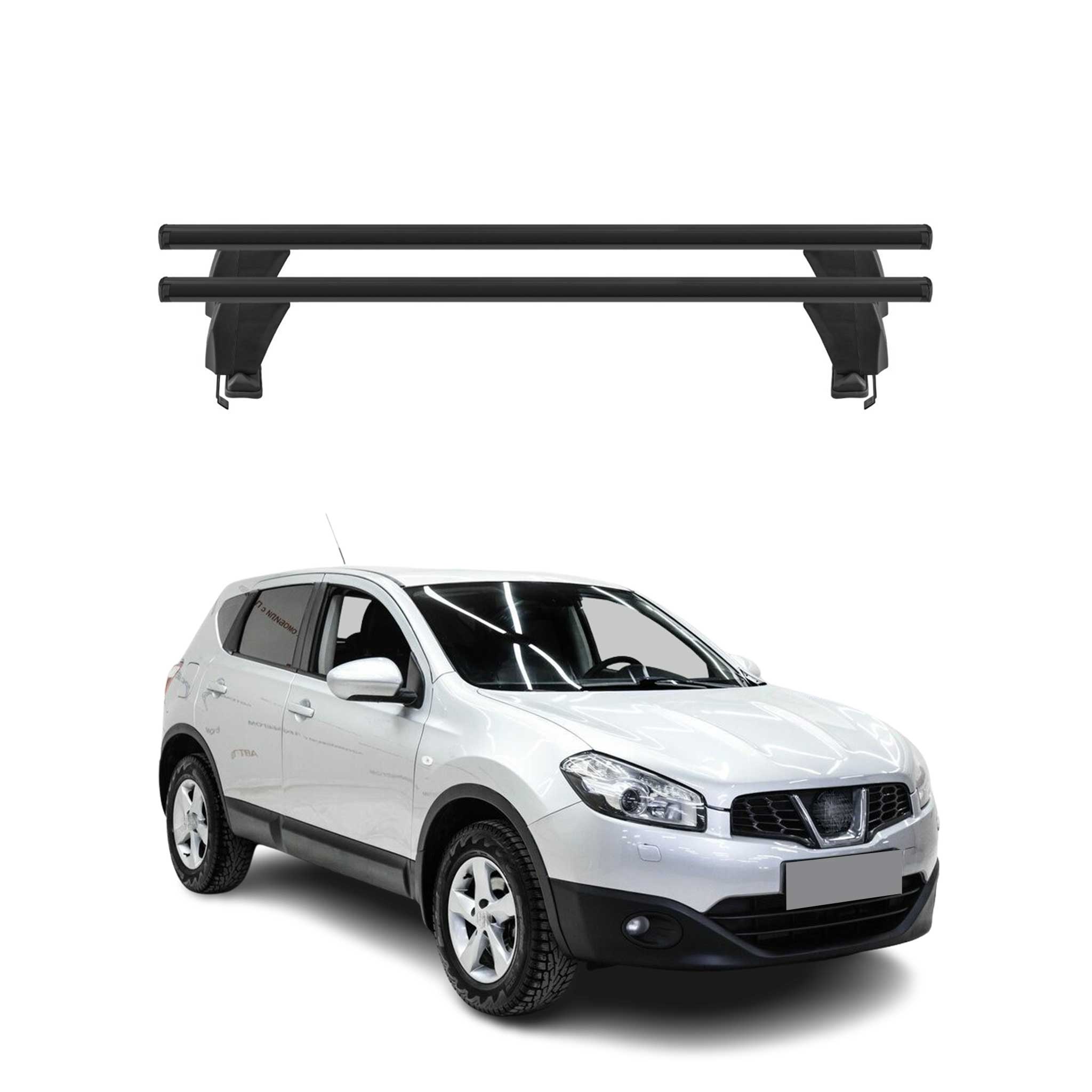 Menabo Barres de toit Transversales pour Nissan Qashqai J10 2006-2014 Alu Noir
