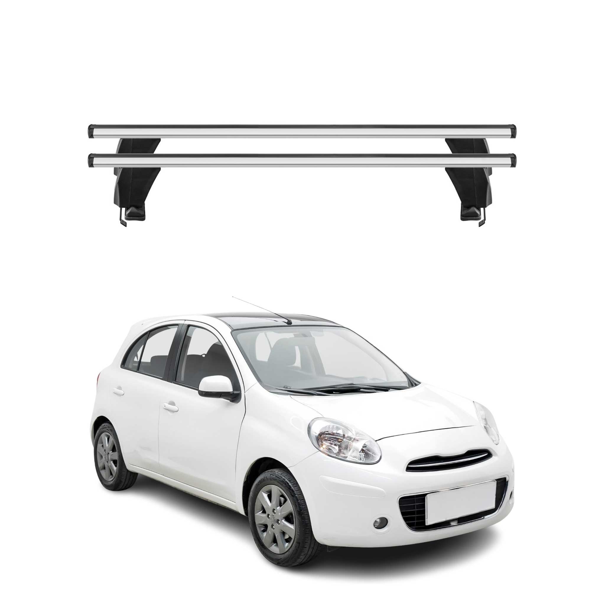 Menabo Barres de toit Transversales pour Nissan Micra 2010-2017 Gris ABE 2x