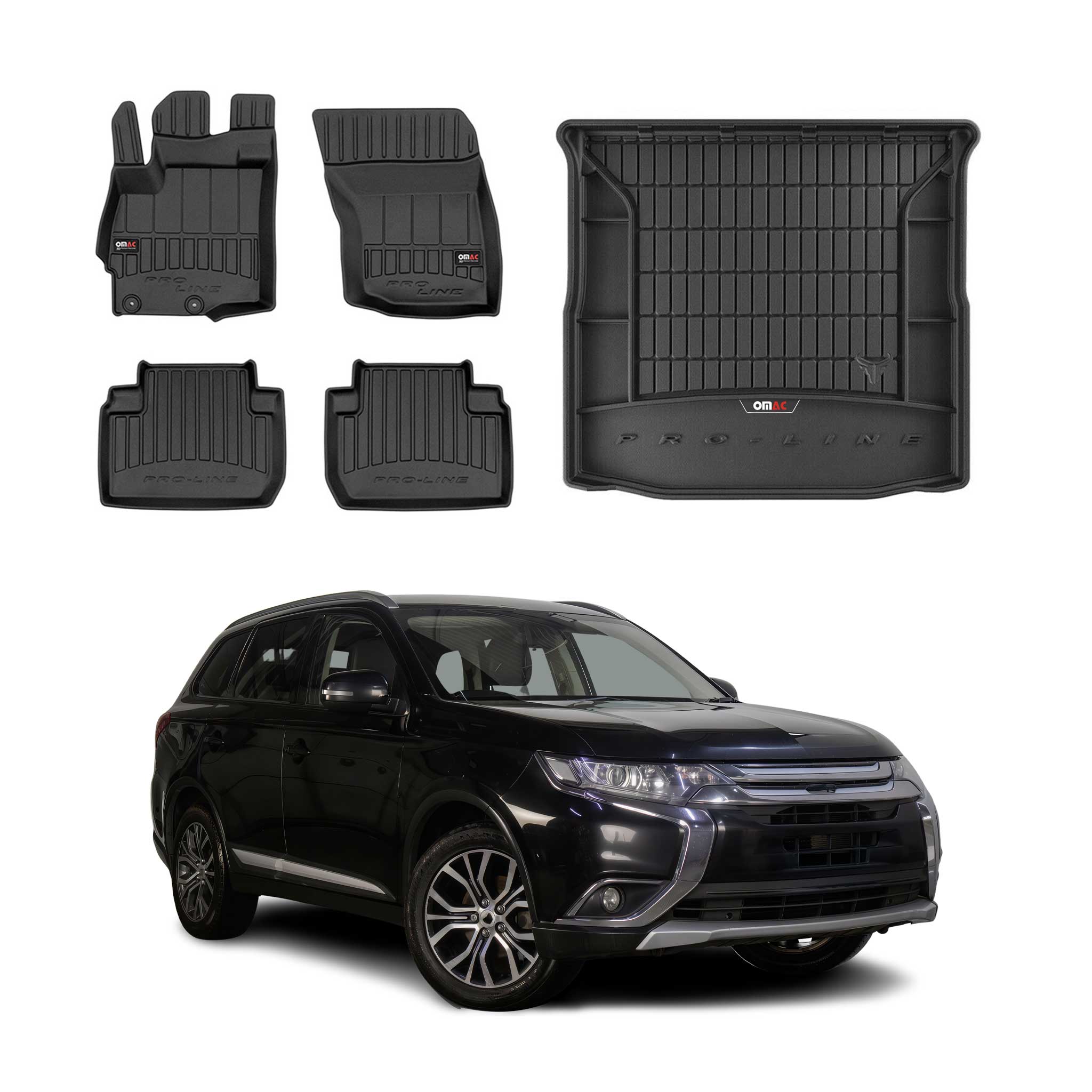 Kit Tapis de Sol et Coffre pour Mitsubishi Outlander 2012-2015 TPE Noir