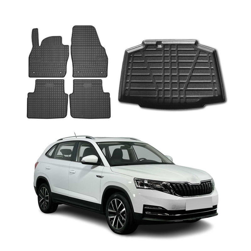 Kit Tapis de sol et coffre pour Skoda Kamiq 2020-2024 TPE Noir