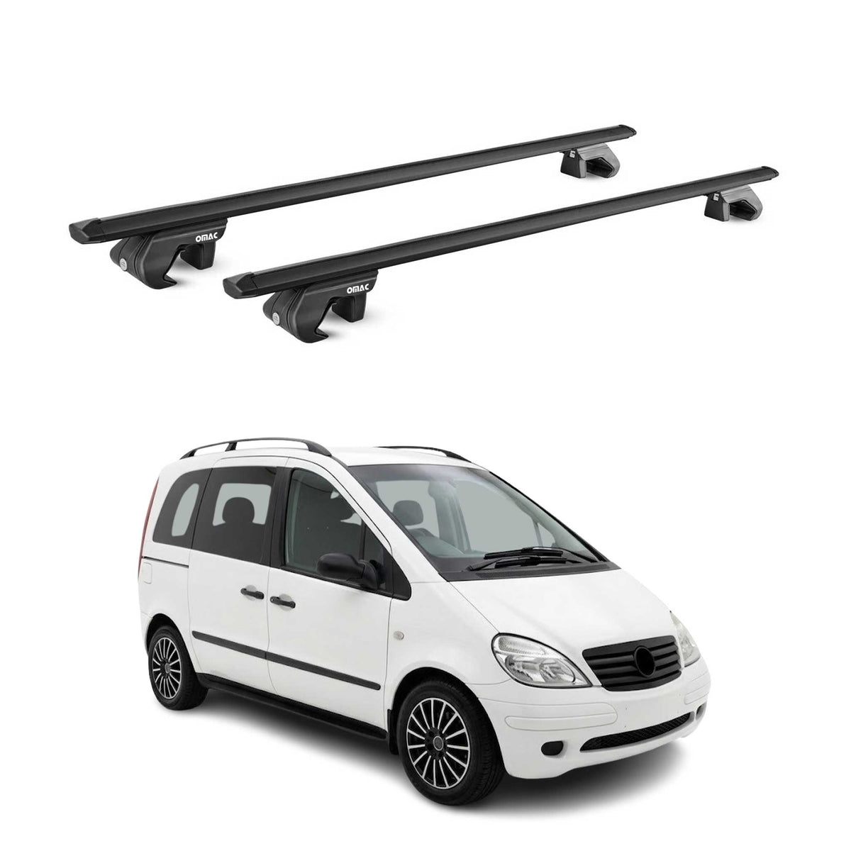 Barres de toit transversales ABE pour Mercedes Vaneo W414 2001-2005 Alu Noir 2x