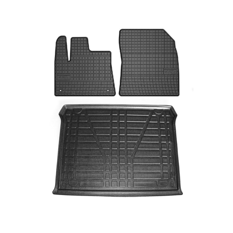 Kit Tapis de sol et coffre pour Fiat Doblo 2010-2024 TPE Noir