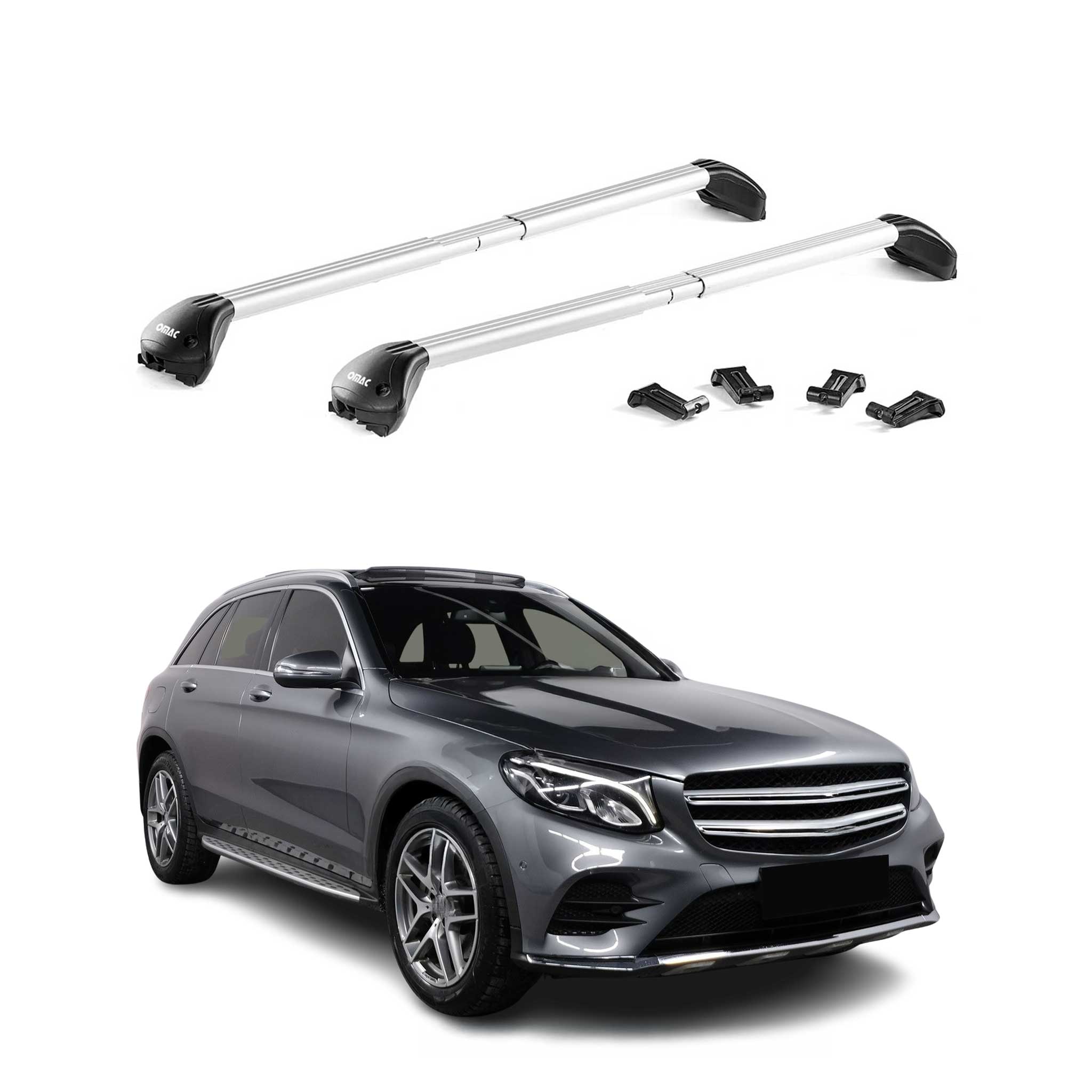 Barres de toit transversales pour Mercedes GLC X253 2015-2021 Alu Gris 2x ABE