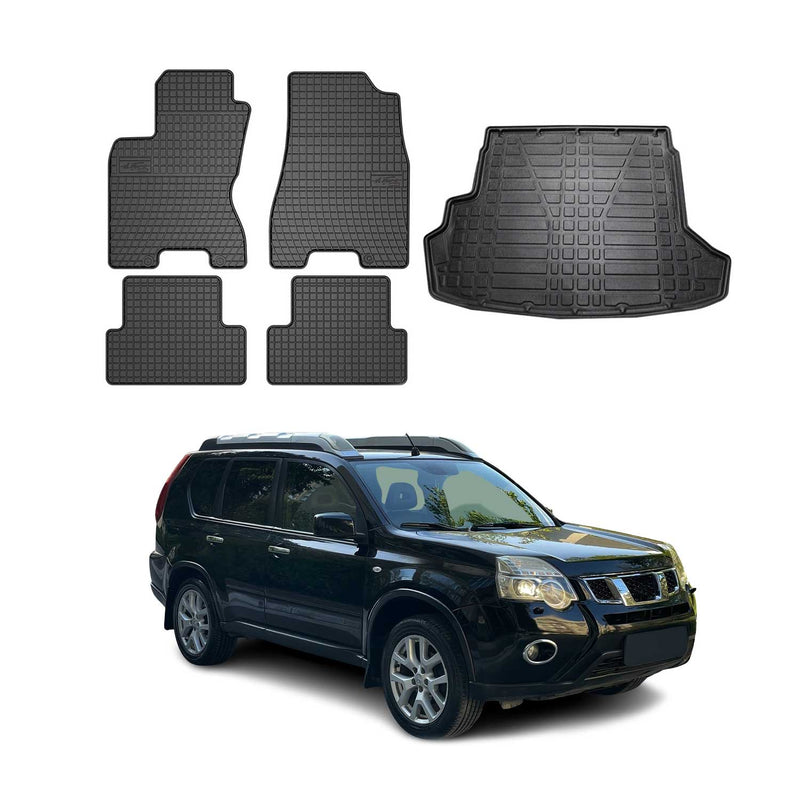 Kit Tapis de sol et coffre pour Nissan X-Trail T31 2007-2014 TPE Noir